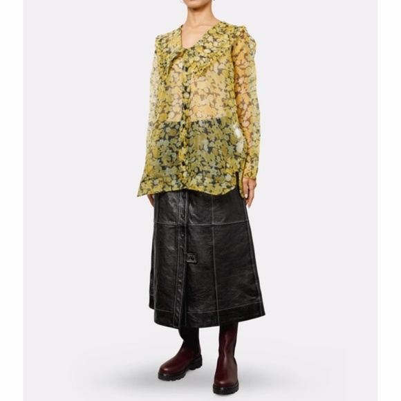 NEW Ganni Organza Shirt Top Flan 34 - Picture 12 of 17